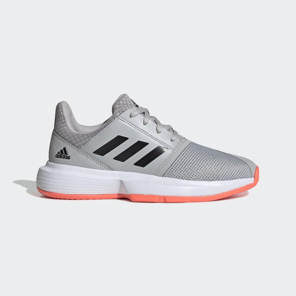 Adidas Boys' CourtJam Tennis Shoes Grey/Black/Coral Ireland EH1102